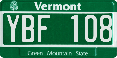VT license plate YBF108