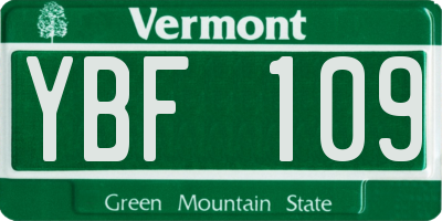 VT license plate YBF109