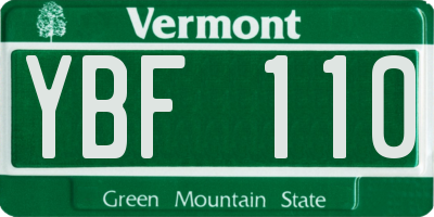VT license plate YBF110