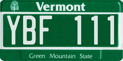 VT license plate YBF111