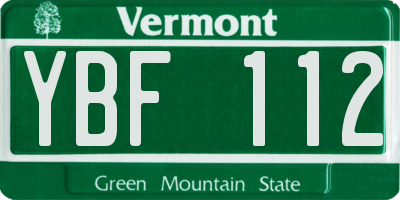 VT license plate YBF112