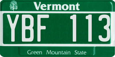 VT license plate YBF113