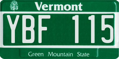VT license plate YBF115