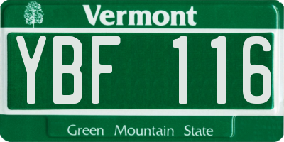 VT license plate YBF116