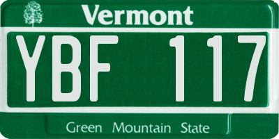VT license plate YBF117