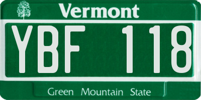 VT license plate YBF118