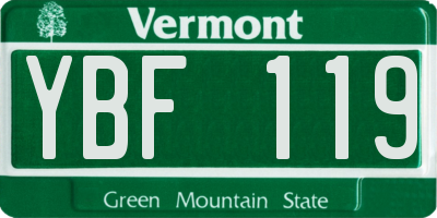 VT license plate YBF119