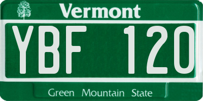 VT license plate YBF120