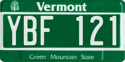VT license plate YBF121