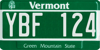 VT license plate YBF124