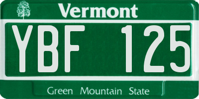 VT license plate YBF125