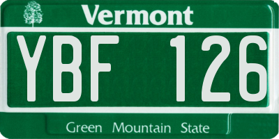 VT license plate YBF126