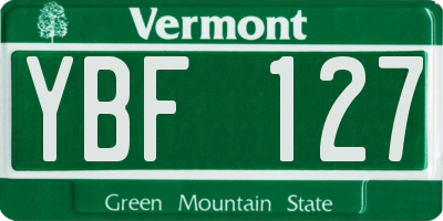 VT license plate YBF127