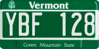 VT license plate YBF128