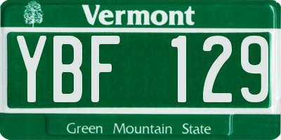 VT license plate YBF129