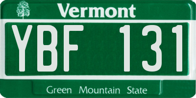 VT license plate YBF131