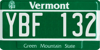 VT license plate YBF132