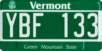 VT license plate YBF133
