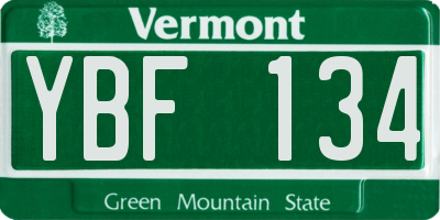 VT license plate YBF134