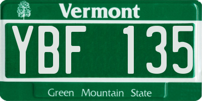VT license plate YBF135