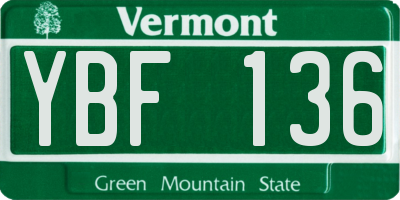 VT license plate YBF136