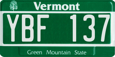VT license plate YBF137