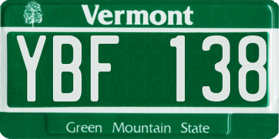 VT license plate YBF138