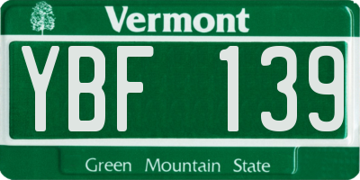 VT license plate YBF139