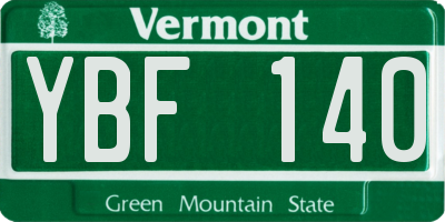 VT license plate YBF140