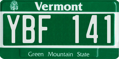 VT license plate YBF141