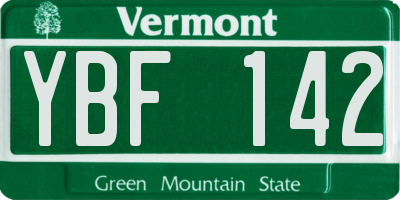 VT license plate YBF142