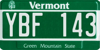 VT license plate YBF143