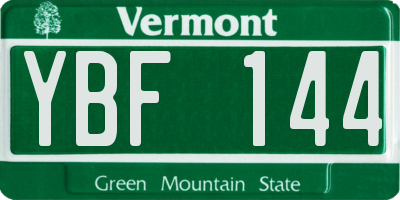 VT license plate YBF144