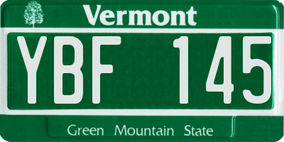 VT license plate YBF145