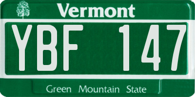 VT license plate YBF147