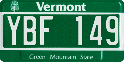 VT license plate YBF149