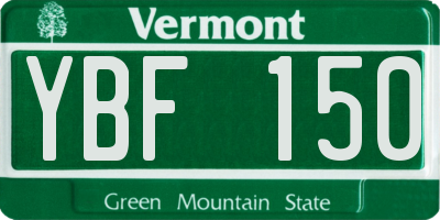 VT license plate YBF150