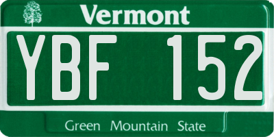 VT license plate YBF152