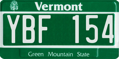 VT license plate YBF154