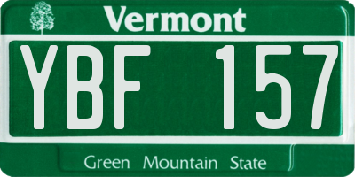 VT license plate YBF157