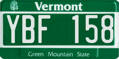 VT license plate YBF158