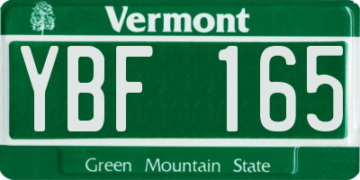VT license plate YBF165