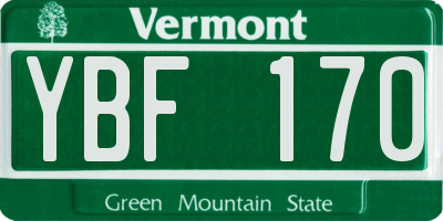 VT license plate YBF170