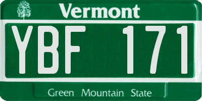 VT license plate YBF171