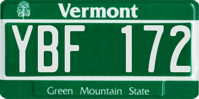 VT license plate YBF172