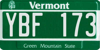 VT license plate YBF173