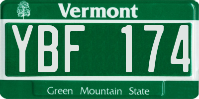 VT license plate YBF174