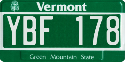 VT license plate YBF178