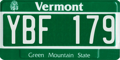 VT license plate YBF179