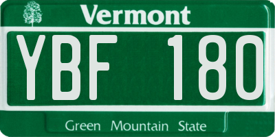 VT license plate YBF180